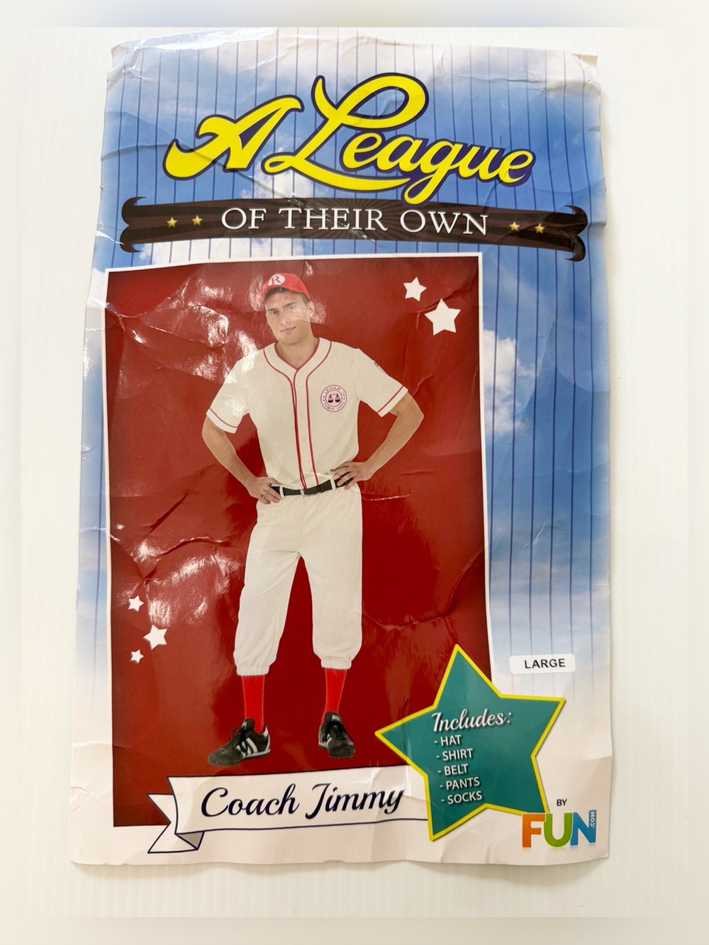 A League of Their Own Coach Jimmy Adult Baseball Costume - Red & Off White - L